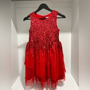Cat & Jack Girls Red Sequin Tulle Dress L (10/12) holiday party